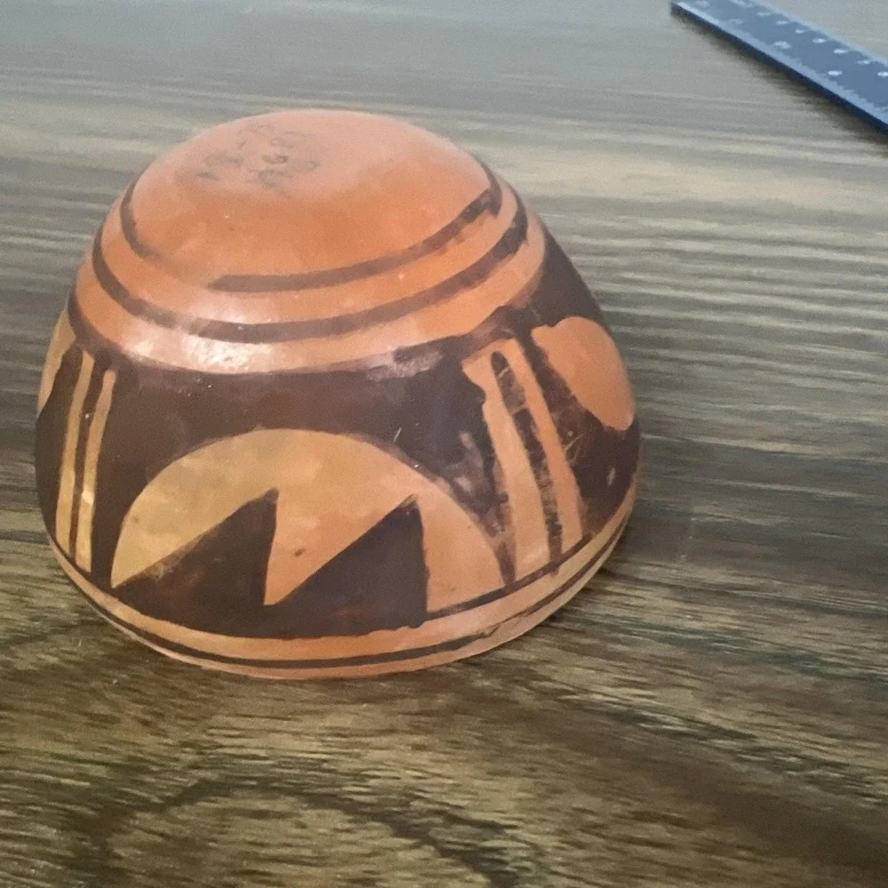 Vintage Hopi Native American Hand Painted Terracotta Pottery Bowl Signed 2x3.5 - Picture 7 of 9